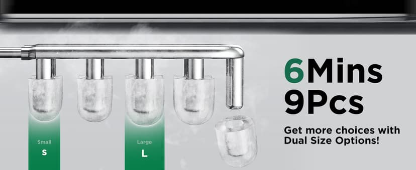 Silonn Ice Maker Countertop, 9 Cubes Ready in 6 Mins, 26lbs in 24Hrs, Self-Cleaning Ice Machine with Ice Scoop and Basket, 2 Sizes of Bullet Ice for Home Kitchen Office Bar Party