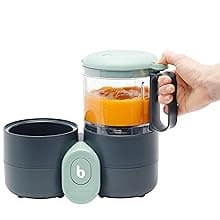 Babymoov Duo Meal Lite Food Maker - 4 in 1 Baby Food Processor with Steam Cooker, Blender, Baby Purees, Warmer and Defroster (Nutritionist Approved), Dark Grey