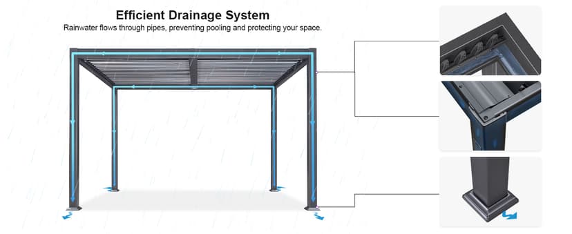 PURPLE LEAF Louvered Pergola 10' x 12' Patio Aluminum Pergola with Independent Adjustable Rainproof Roof Hardtop Small for Outdoor Deck Garden Yard
