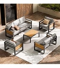 ZANDOR Outdoor Aluminum Patio Furniture - 1 Pcs 3-Seat, All-Weather Metal Modern Outside Sofa with Washable Thick Cushion for Garden/Backyard/Porch, Grey