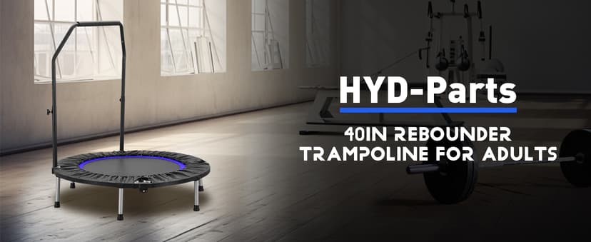 HYD-Parts 40" 48" Mini Trampoline for Adults and Kids Exercise Rebounder with Adjustable Bar Fitness Trampoline Indoor Max Load 330 440lbs
