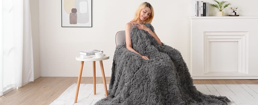 Uttermara Faux Fur Weighted Blanket Twin Size 15 Pounds, 48" x 72" Sherpa Heavy Blanket Throw for Couch Sofa Bed, Super Soft Plush Fleece & Warm Cozy Sherpa Reverse, Great for Calming and Relax, Gray