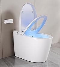 DeerValley Smart Bidet Toilet, One Piece Bidet Toilet for Bathrooms, Toilets with Auto Open/Close Lid, Heated Seat, Warm Dryer, Foot Sensor Operation, Night Light,Tankless Toilets with LED Display