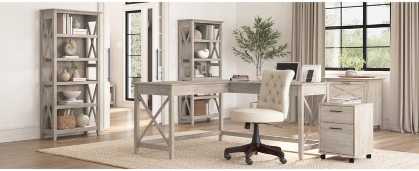 Bush Home End Table with Drawer, Nightstand with Storage, Living Room and Bedroom Furniture, Key West Collection, Washed Gray