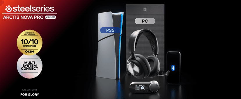 SteelSeries Arctis Nova Pro Wireless Multi-System Gaming Headset - Premium Hi-Fi Drivers - Active Noise Cancellation - Infinity Power System - Stealth Retractable Mic - PC, PS5/PS4, Switch, Mobile