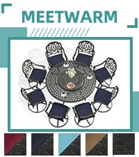 MEETWARM 9-Piece Outdoor Furniture Dining Set, All Weather Cast Aluminum Patio Garden Set with 8 Chairs,1 Oval Table, 2" Umbrella Hole, Dark Bronze