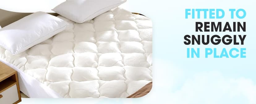 Cheer Collection Queen Size Mattress Topper – Extra Thick and Plush Pillow Top Mattress Pad, Soft Rayon from Bamboo Cover, Cooling, Breathable, and Machine Washable Mattress Topper for Queen Bed