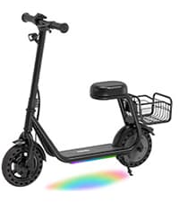 Hiboy Q2 Lite Electric Scooter with Seat for Kids Ages 4-10 - UL Certified, Up to 9.3 MPH with 100W Motor, 3-Speed Adjustable, Rear Basket, LED Neon/Brake Lights, LCD Display
