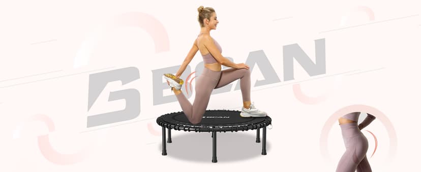 BCAN 450LBS/550LBS Foldable Mini Trampoline, 40"/48" Fitness Trampoline with Durable Bungees, Stable & Quiet Exercise Rebounder for Adults,Great Mini Trampoline for Indoor/Garden Workout - 2