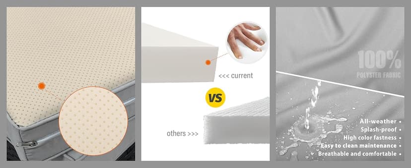 Rattaner 7-Piece Outdoor Furniture Sets Patio Furniture Set with 45-inch Fire Pit Patio Couch Outdoor Chairs 60000 BTU Propane Fire Pit Table with Non-Slip Cushions Waterproof Covers, Light Grey