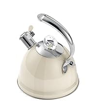 Harriet Tea Kettle Stovetop, 2.5 Quart Whistling Stainless Steel Tea Pot, 3-Layer Base, Unique Ergonomic Handle, Includes Pot Holder & Mat, Electric/Induction/Gas Stovetops Applicable, Mirror Finish