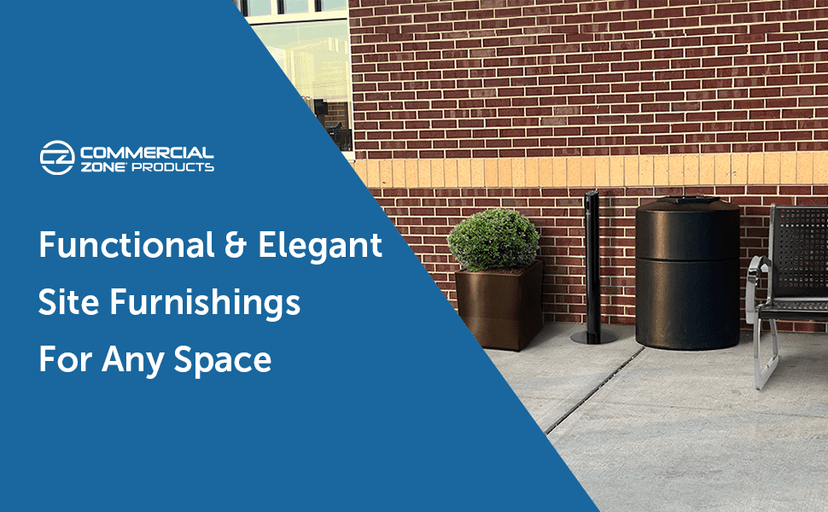 Commercial Zone 732101 Open-Top Indoor/Outdoor Square 42 Gallon Large Waste Trash Container Bin, Black