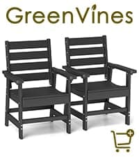 GREENVINES 7-Piece Outdoor-Dining-Set | HDPE Plastic 67'' Table and Chairs Sets for 6 | Patio Furniture | All Weather | Umbrella Hole | Black | for Poolside Garden Backyard