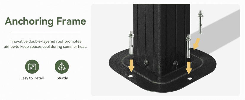 Aoxun 12'x10' Hardtop Gazebo, Aluminum Frame Permanent Pavilion with Curtains and Netting, Outdoor Galvanized Double Roof Canopy, Designed for Garden, Lawns, Patio (Black/Grey)