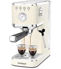 CHULUX Slim Espresso Machine with Milk Frother Steam Wand, 20 Bar Professional Italian Pump Espresso Coffee Machine for Home Cappuccino & Latte Maker, Silver