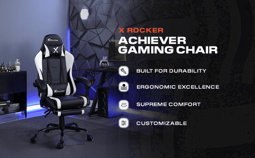 X Rocker PC Computer Gaming Desk Chair with Wheels, College Dorm Room Essentials for Guys and Girls, Adjustable, Ergonomic Office Chair for Gamers