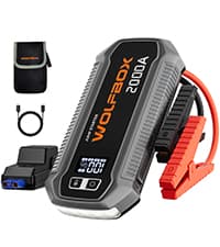 WOLFBOX 4000A Jump Starter,12V Car Battery Jump Starter with 65W Quick Charger,LED Display,24000mAh Portable Jump Starter Battery Pack(10L Gas 10L Diesel Engine) with Booster,LED Light,Jumper Cables