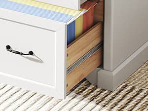 55'' Farmhouse Executive Desk with Drawers, Computer Desk with File Cabinet and Side Bookshelf, Writing Gaming Desk with Monitor Stand & Charging Station, White and Walnut