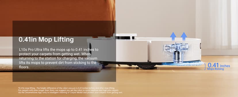 DREAME L10s Pro Ultra Heat Robot Vacuum and Mop Combo, Mop Extend, 7000Pa Suction, Auto Robot Care and Maintenance, 136°F Hot Water Mop Self-Cleaning, Obstacle Avoidance, Ideal for Hair, Carpets