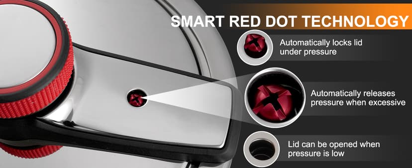 Pressure Cooker 10 QT, Stainess Steel Pressure Canner 10 Quart, Explosion-Proof Cookware, Rotating Lock/Unlock Lid, One-handed lid opening, Thickened Silicone Ring And Anti-scald Handle, Silver