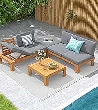 SUNSITT Patio Chairs Set of 4, Woven Wicker Outdoor Dining Chair w/Weather-Resistant Cushions, Modern Bistro Chairs Set of 4 w/Curved Armrest Beige for Garden Balcony Backyard