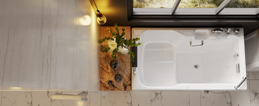Empava Walk-In Tub, Japanese Soaking Bath, Right Outward Door, Low Threshold, Slip-Resistant, Built-in Seat, Fast Drain, Handrails, Easy Access for Seniors & Mobility-Impaired,54"