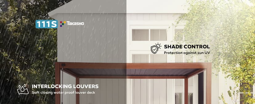 111S Takasho Louvered Pergola 10x13 Wood Grain Outdoor Aluminum Pergola with Adjustable Rainproof Roof Full Aluminum Frame Ideal for Outdoor Deck Garden Patio Durable, Cherry Oak