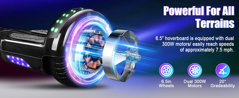 Self Balancing Scooters with Bluetooth & Corlorful LED Lights, Gifts for Kids & Adults & Girls & Boys, for All Ages