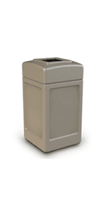 Commercial Zone 732101 Open-Top Indoor/Outdoor Square 42 Gallon Large Waste Trash Container Bin, Black