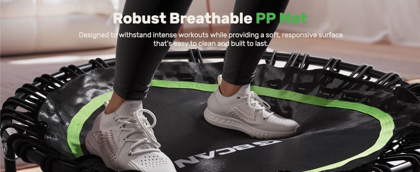 BCAN 40"/48" Mini Rebounder Trampoline for Adults with Bar, 450/550LBS Fitness Trampoline with Bungees, Adjustable Handle, Stable & Quiet, Indoor Outdoor, Whole-Body Workout & Relaxation at Home