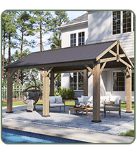 Aoxun 12' x 16' Outdoor Wood Gazebo, Hardtop Gazebo Permanent Wooden Pavilion with Galvanized Steel Gable Roof, for Patio, Garden, Deck, Cedar Wood