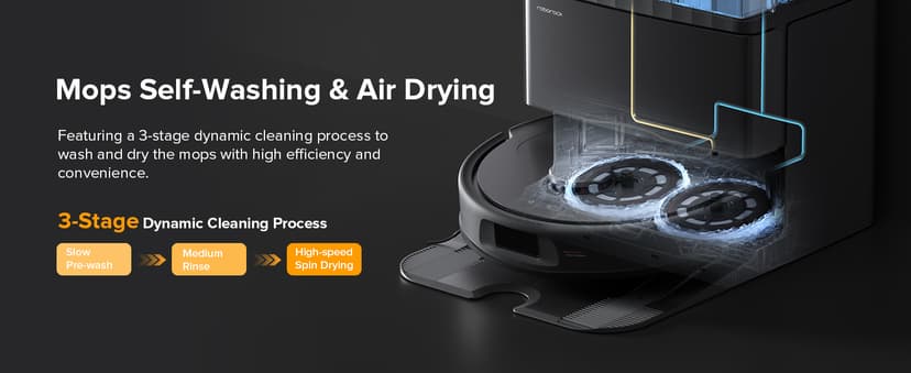 roborock Qrevo Series Robot Vacuum and Mop, 8000Pa Suction, Upgraded from Qrevo S, Anti-Tangle Brushes, Smart Obstacle Avoidance, Auto Mop Washing, All-in-One Dock, 200RPM Spinning Mops, Black(QV 35A)
