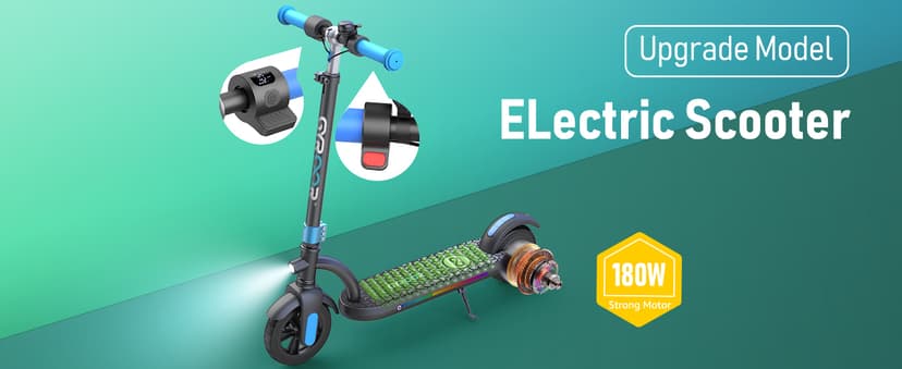 Gyroor H40 Kids Electric Scooter, 180W Motor, Up to 10 MPH, LED Display & Colorful Lights, Adjustable Height, for Boys & Girls Ages 8-12, Great Birthday Gift