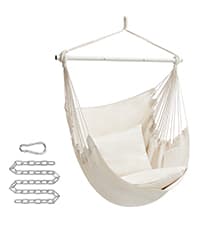SONGMICS Hanging Chair, Hammock Chair with Large, Thick Cushion, Boho Swing Chair for Bedroom, Patio, Balcony, Garden, Holds up to 264 lb, Accessories Included, Cream White UGDC042M01