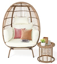 YITAHOME Wicker Egg Chair - Outdoor Rocking Chair for Patio, Grey