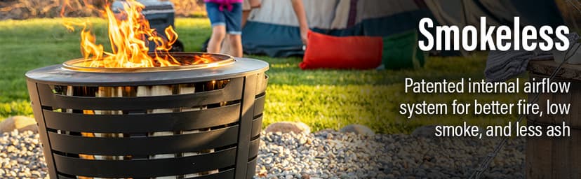 25-Inch Smokeless Patio Fire Pit, Wood Burning with Removable Ash Pan & Weather-Resistant Cover, Modern Black Design – Ideal Outdoor Smokeless Fire Pit for Backyard & Patio