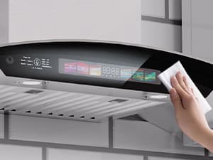 30 inch Wall Mount Range Hood Tempered Glass 900 CFM, Voice/Gesture/Touch Control, Stainless Steel Kitchen Hood Vent with 4 Speed Exhaust Fan, Adjustable Lights, Memory Mode