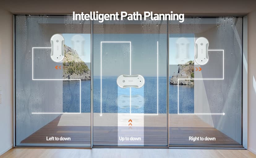 Window Cleaning Robot, 5800Pa Intelligent Window Cleaner Robot with 80ml Dual Water Spray, with Path Planning and Edge Detection for Interior/Exterior Highrise Windows