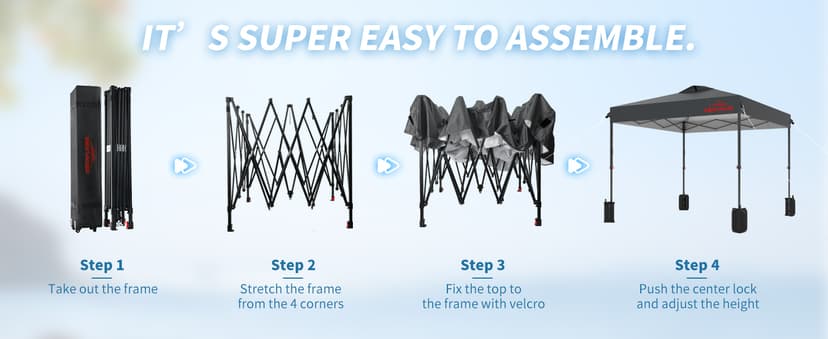 10x10 Pop Up Canopy with Sidewalls, Easy Up Canopy Tent, Heavy Duty Tents for Parties, One Person Set Up Event Tent, Grey