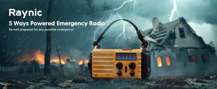 Raynic Weather Radio, 5000mAh/18500mWh NOAA Weather Radio, Solar Hand Crank Emergency Radio with AM/FM/SW/NOAA Weather Alert, Flashlight, Reading Lamp, Cell Phone Charger and SOS Siren