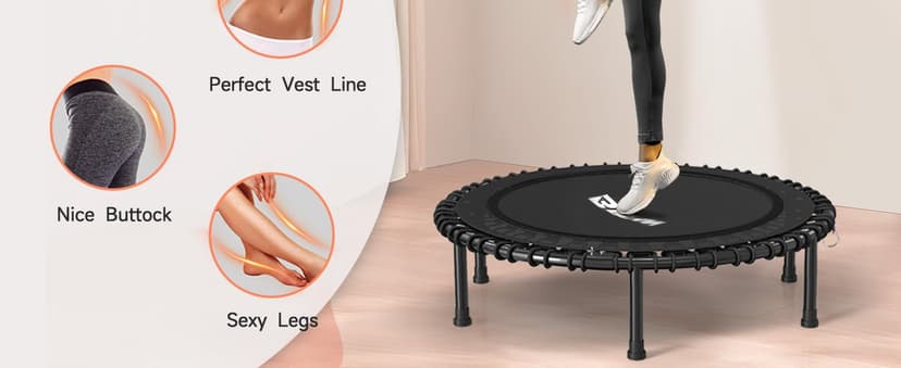 BCAN 450LBS/550LBS Foldable Mini Trampoline, 40"/48" Fitness Trampoline with Durable Bungees, Stable & Quiet Exercise Rebounder for Adults,Great Mini Trampoline for Indoor/Garden Workout - 2