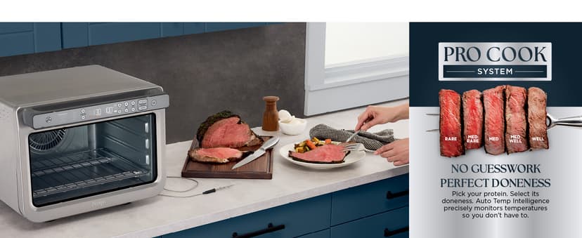 Ninja Prestige Smart XL with Pro Cook System 10-in-1 Air Fry Digital Countertop Convection Toaster Oven with Air Fry, Air Roast, Broil & Bake, Pro Cook Thermometer, 1800 Watts, Stainless Steel, DT551