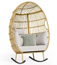 YITAHOME Wicker Egg Chair - Outdoor Rocking Chair for Patio, Grey