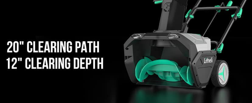 Litheli 2x20V Battery Powered Cordless Snow Blower, 20'' Brushless Electric Snow Thrower with Wheels, LED Lights, 180° Chute, Powerful Snow Removal Kit with 4.0Ah Battery and Fast Charger