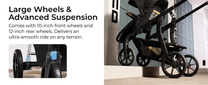 Momcozy ChangeGo Baby Stroller, Convertible Single-to-Double-to-Wagon Stroller with 23 Configurations, Bassinet, Seat Included, Large PU Wheels, All-Wheel Suspension & Extendable UPF50+ Canopy