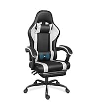 Gaming Chair with Linkage Armrest & Footrest, High Back Video Gaming Chair, Black/Grey