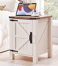 OKD Farmhouse TV Stand for 75 Inch TV with Sliding Barn Door, Rustic Wood Entertainment Center Large Media Console Cabinet Long Television Stands for 70 Inch TVs, Antique White