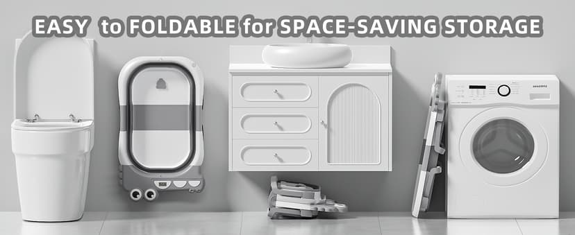 TPN Collapsible Baby Bathtub for Infants to Toddler with Real-time Temp Monitor+Floating Cushion,Foldable Baby Bath Tub Set Applicable 0-36 Month,Perfect Portable Travel Baby Tub for Newborns Boy