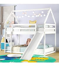 Bellemave Twin Size Loft Bed for Kids,Low Loft Bed with Slide and Ladder,Wood Loft Bed Twin for Girls Boys,Grey