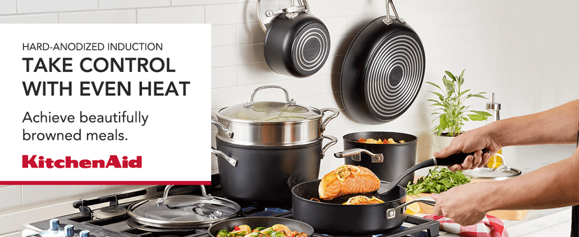 KitchenAid Hard Anodized Induction Nonstick Cookware Pots and Pans Set, 10 Piece, Matte Black
